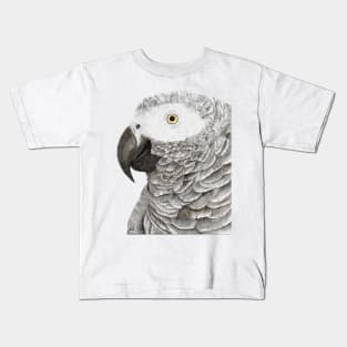 Grey parrot congo african timneh old word bird watercolor Kids T-Shirt